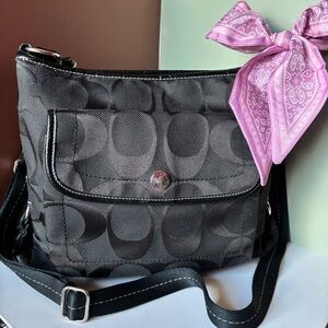 COACH Black Signature Jacquard Crossbody Bag, Style F16550